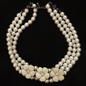 Flower Pearl Strand Necklace